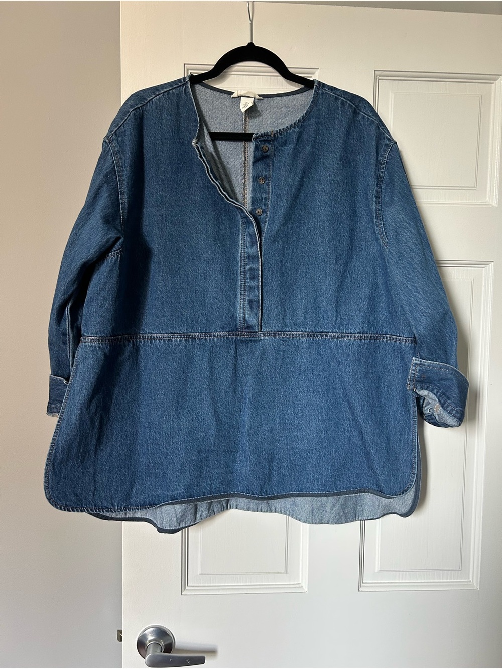H&M Denim Button-Down Pullover Shirt - Blue